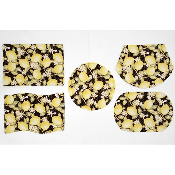 Lemon Blossoms Placemats by Penny's Needful Things (Oval - Set of 2)