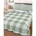 thumbnail image 2 of Quilts Full Size, Sage Green Check Soft Comforter Bedding Set for Bed, Modern Rustic Green Buffalo Plaid Lightweight Quilted Bedspread with Pillow Cover(2 Pieces) for All Season, 78x90 Inch, 2 of 6
