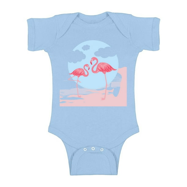 Awkward Styles Awkward Styles Two Flamingos Baby Bodysuit Short