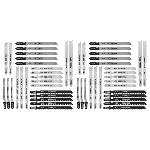 50 Pcs T Shank Jig Saw Blade Set, T-Shank Blades for Wood, Plastic and Metal Cutting