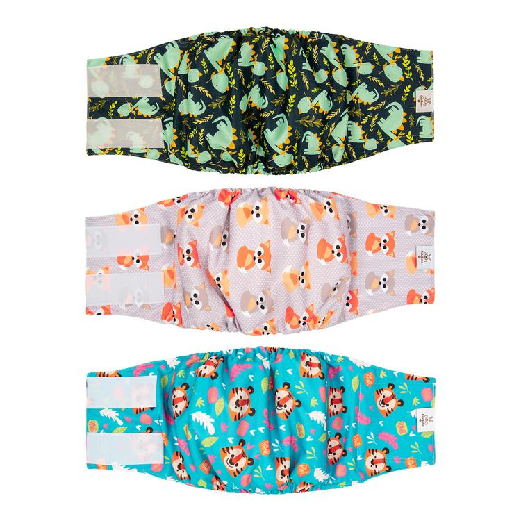 CuteBone Male Dog Diapers (3 Pack), High Absorbing Dog Belly Bands for Male Dogs, Washable Reusable Dog Male Wraps