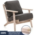 thumbnail image 6 of BELLEZE Maximus Accent Chair Wood Frame Linen Arm Chair, Dark Grey, 6 of 7
