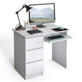 thumbnail image 1 of Costway 3-Drawer Computer Desk Writing Table Home Office w/Keyboard Tray White, 1 of 10