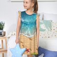thumbnail image 4 of Balery Tropical Beach With Starfish Camisón de princesa para niñas, pijama de algodón con mangas abullonadas, suave y bonito.-Medium, 4 of 6
