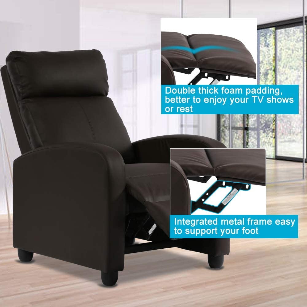 Dkelincs Recliner Chair for Adults Massage Sofa Chair Ergonomic Soft Reading Chair Living Room Chair Single Theater Seating Chair with Remote Control, Brown, Wood