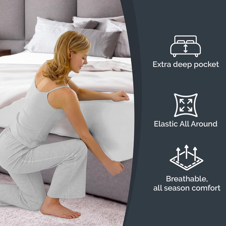 CGK Linens Extra Deep Pocket Fitted Sheet, Twin XL, White photo 5