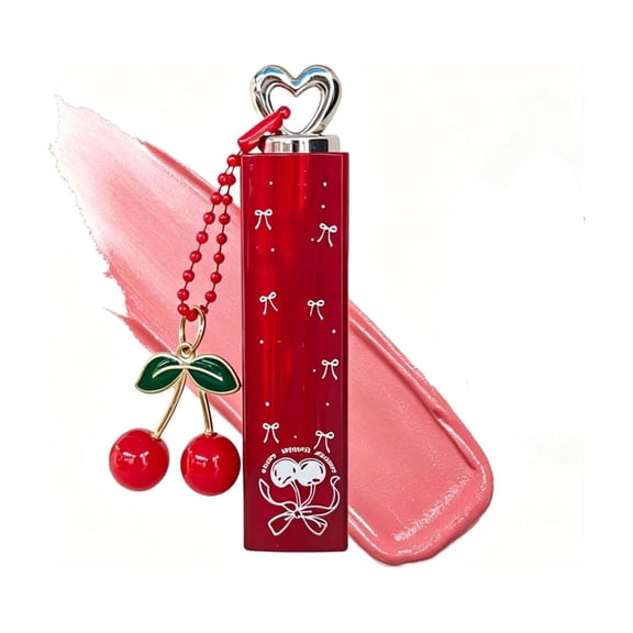 Cherry Pink Heart-Shaped Color Changing Lip Balm, Hydrating Tinted Lip Gloss 3.6G