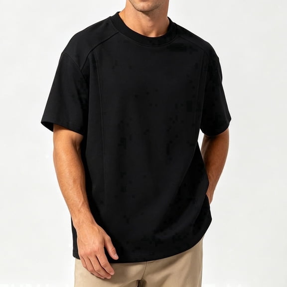 TKKCS Mens Short Sleeve Crew Neck T-Shirt- Daily Wear Summer Casual Breathable Loose Fit Lightweight Pullover Tees Black Size 2XL