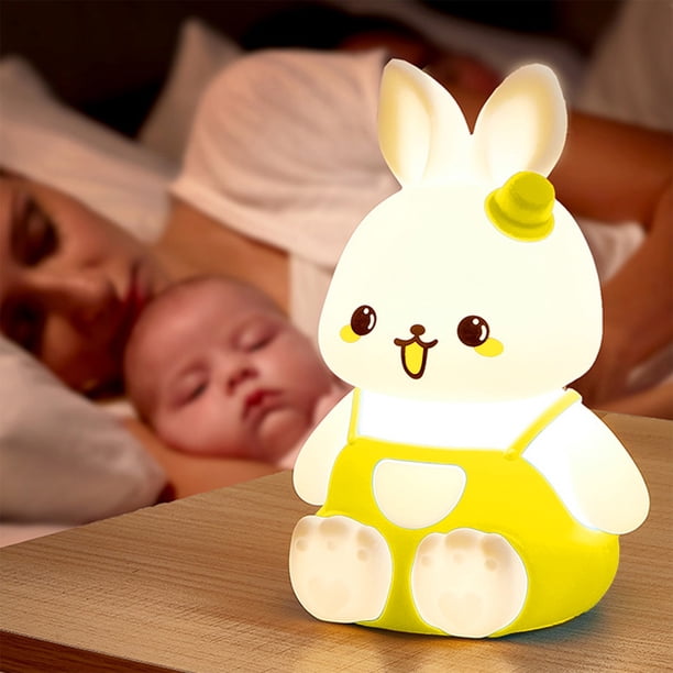Lámpara de noche con forma de conejito, luz de noche para habitación infantil, recargable, ideal para dormitorio infantil, ideal como regalo, decoración de habitación infantil.