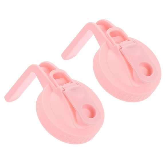 Uxcell 2 Pack Mason Jar Pour Spout Lid, Mason Jar Lids Wide Mouth Airtight Flip Cap Lids with Handle for Drinking Salad Dressing and Food Storing, Pink