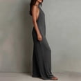 thumbnail image 6 of Ailaofu Women's Summer Halter Neck Sleeveless Solid Color Jumpsuit, Fashion Casual Beach Vacation Jumpsuit with Pockets, 6 of 7