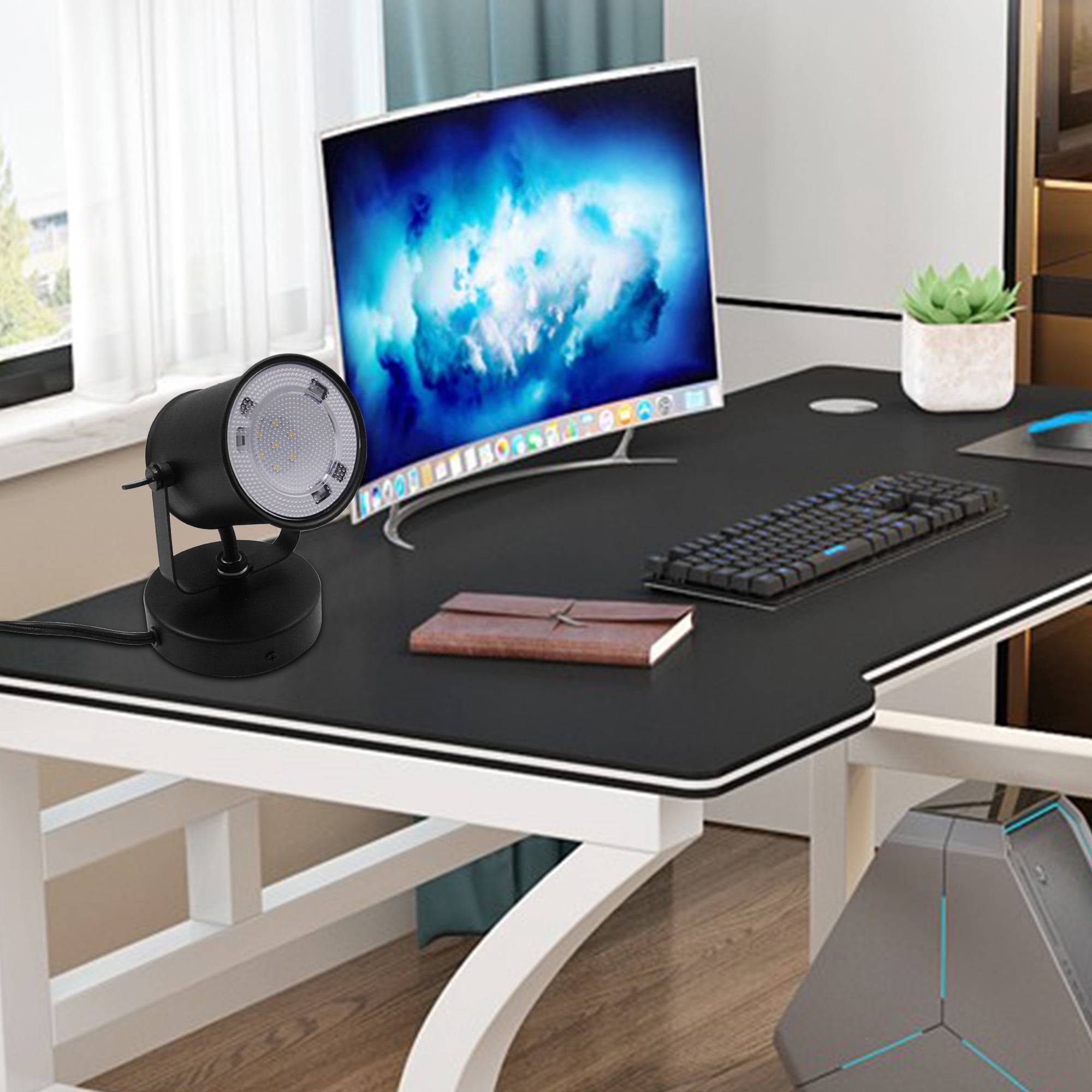 MingBright LED Desk Lamp with Shake on Switch, 360 Degree Rotation Black Table Light with 2-Prong Power Cord, Eye Protection Desk Lamps for Reading, Office or School