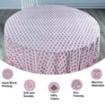 thumbnail image 4 of Taffy Pink Indian Hand Block Leaf Printed 100% Pure Cotton Round Tablecloth, Dining Tablecloth, Party Tablecloth, Gift for Her, 60" 90" 110", 4 of 8
