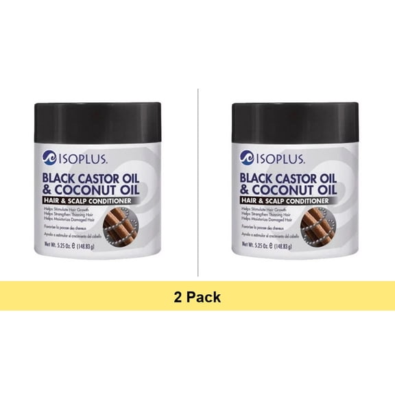ISOPLUS Black Castor Oil Coconut Oil Hair Scalp Conditioner (5.25 oz) - 2 Pack