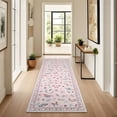 thumbnail image 2 of GlowSol  2x6 Charming Botanical Butterfly & Insect Washable Area Rug, Non-Slip Low-Pile Stain Resistant Floor Carpet for Living Room Bedroom Nursery Home Decor, Pink, 2 of 9