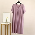 thumbnail image 2 of Women's V Neck Thin Nightgowns Lightweight Loose Sleepshirts Comfortable Soft Loungewears Short Sleeve Pajamas, 2 of 5