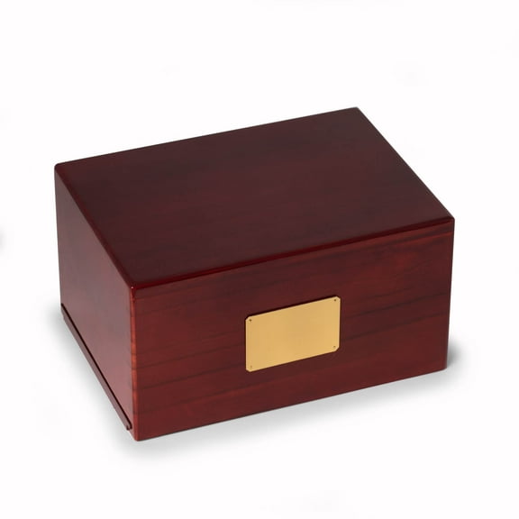 Wood cremation urn for human ashes in adult XL size, up to 270lb pre-cremation weight.