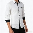 thumbnail image 5 of DeHolifer Mens Dress Shirt Color Block Long Sleeve Business Casual Button Down Work Shirts White S, 5 of 6