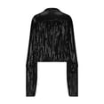 thumbnail image 5 of THDHVS Jean Jacket Women,Jackets for Women,Women's Metallic Jacket Zip Up Long Sleeve Lightweight Outerwear Jackets Black L, 5 of 7