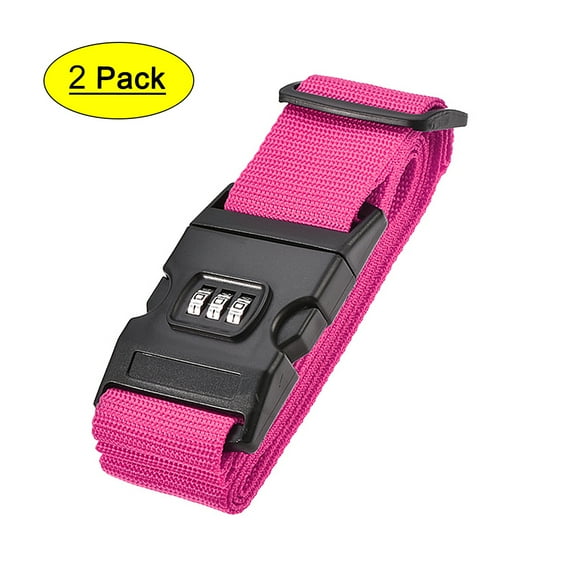 Uxcell 2Mx5cm PP Adjustable Luggage Straps with Combination Lock, Rose Red, 2 Pack