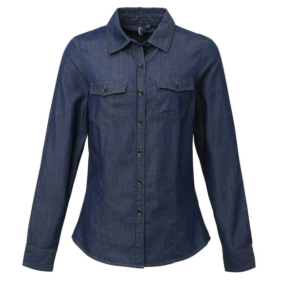 Premier Womens Jeans Stitch Denim Shirt