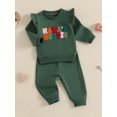 thumbnail image 5 of Toddler Baby Girls Fall Outfits 0 6 12 18 24 Months 2T 3T Letter Embroidery Ruffles Long Sleeve Sweatshirt and Elastic Pants Set Baby 2 Piece Clothes, 5 of 9