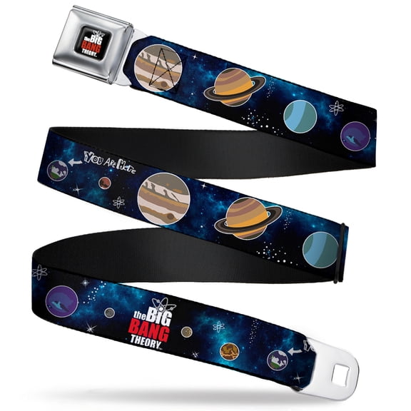 The Big Bang Theory Belt, Seatbelt Buckle Belt, The Big Bang Theory Planets Space, 30 to 44 Inches