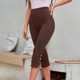 thumbnail image 4 of BUIGTTKLOP Dress Capri Pants for Women High Waisted Work Capris Button Side Stretchy Slim Fitted Summer Cropped Pants, 4 of 6