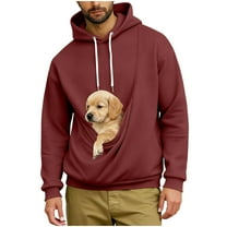 Man Pet Pouch Hoodie Kangaroo Pocket Dog Cat Carrier Sweatshirt Long Sleeve Pullover Animal Holder