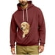 thumbnail image 2 of Ceisia Men's Loose Fit Hooded Sweatshirt with Large Pet Pocket & Puppy Print for Casual Wear Wine M Gifts, 2 of 5
