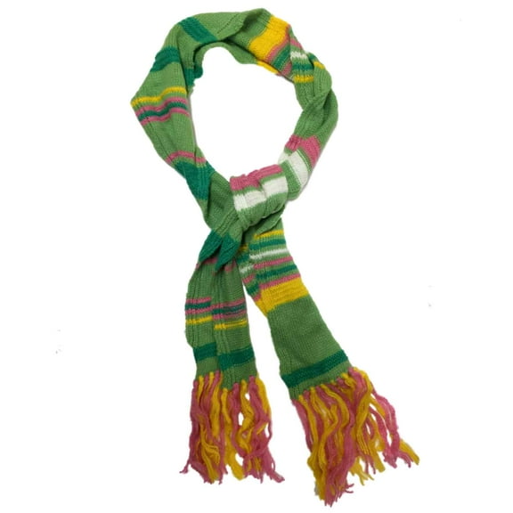 Green Fringe Womens Multi Color Knit Winter Neck Scarf