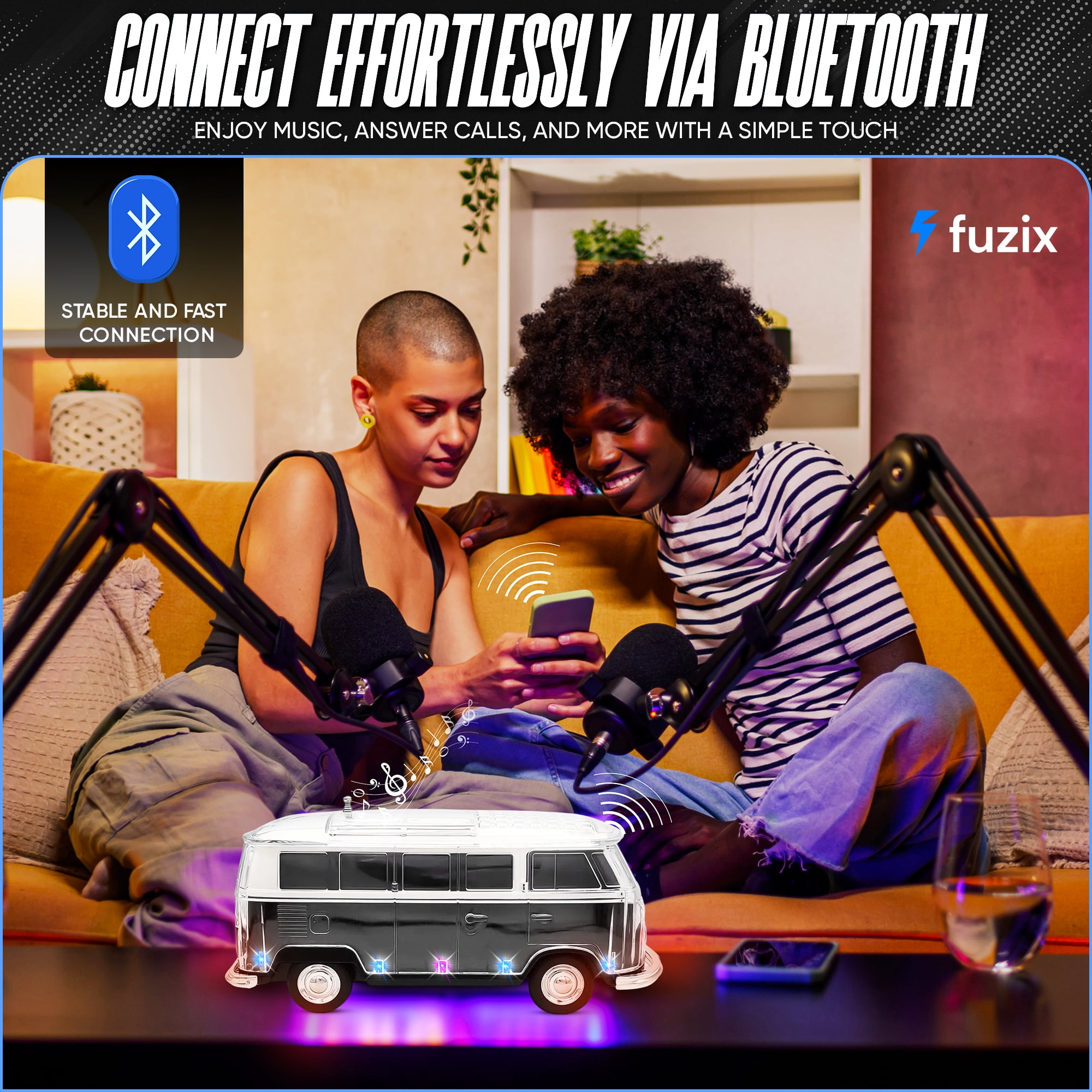Fuzix WS-267 Car Bluetooth Portable Speaker with LED AUX USB FM Rechargeable