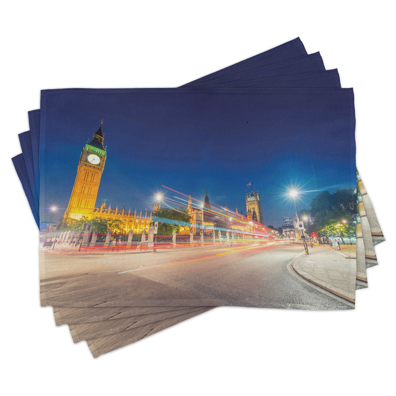 Urban Placemats Set of 4 Night View of Big Ben and Westminster Palace