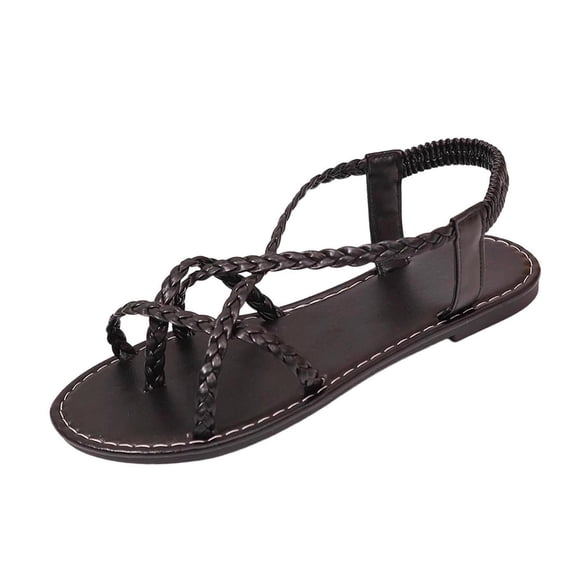 hoksml Women's Braided Thong Flat Sandals, Crisscross Strappy Slingback, Casual Beach Flip Flops