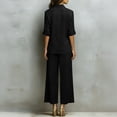 thumbnail image 5 of Laqbezok Women's Cotton Linen 2-Piece Set, Casual 3/4 Sleeve Button Down Shirt and Wide Leg Pants Outfit, Loose Fit Solid Color Summer Lounge Tracksuit with Pockets, 5 of 6
