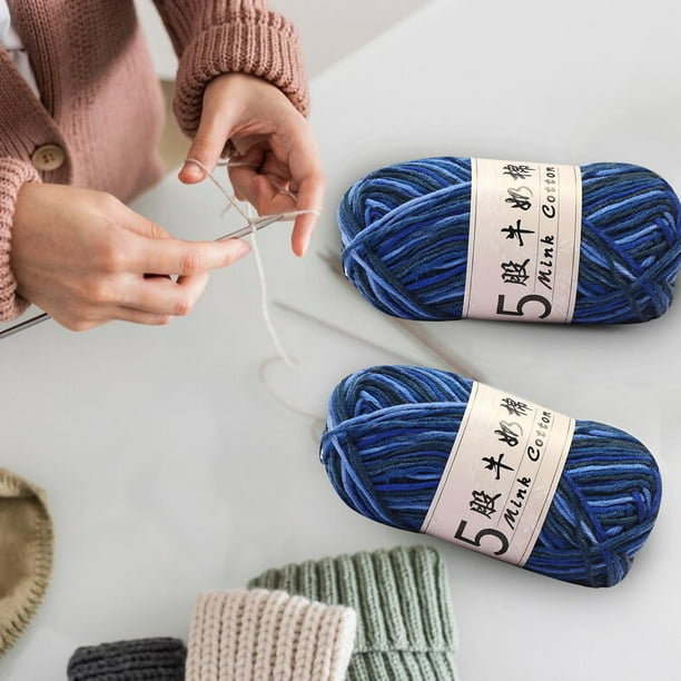 Fiudx Lana de Bebé Tejida a Mano, Hilo de Algodón Suave Degradado, 50 G, Hilo para Manualidades, 325 M de Largo, Ideal para Crochet, Punto, Muñecas, Bolsos, Suéteres y Bufandas. Ideal para Todas Las