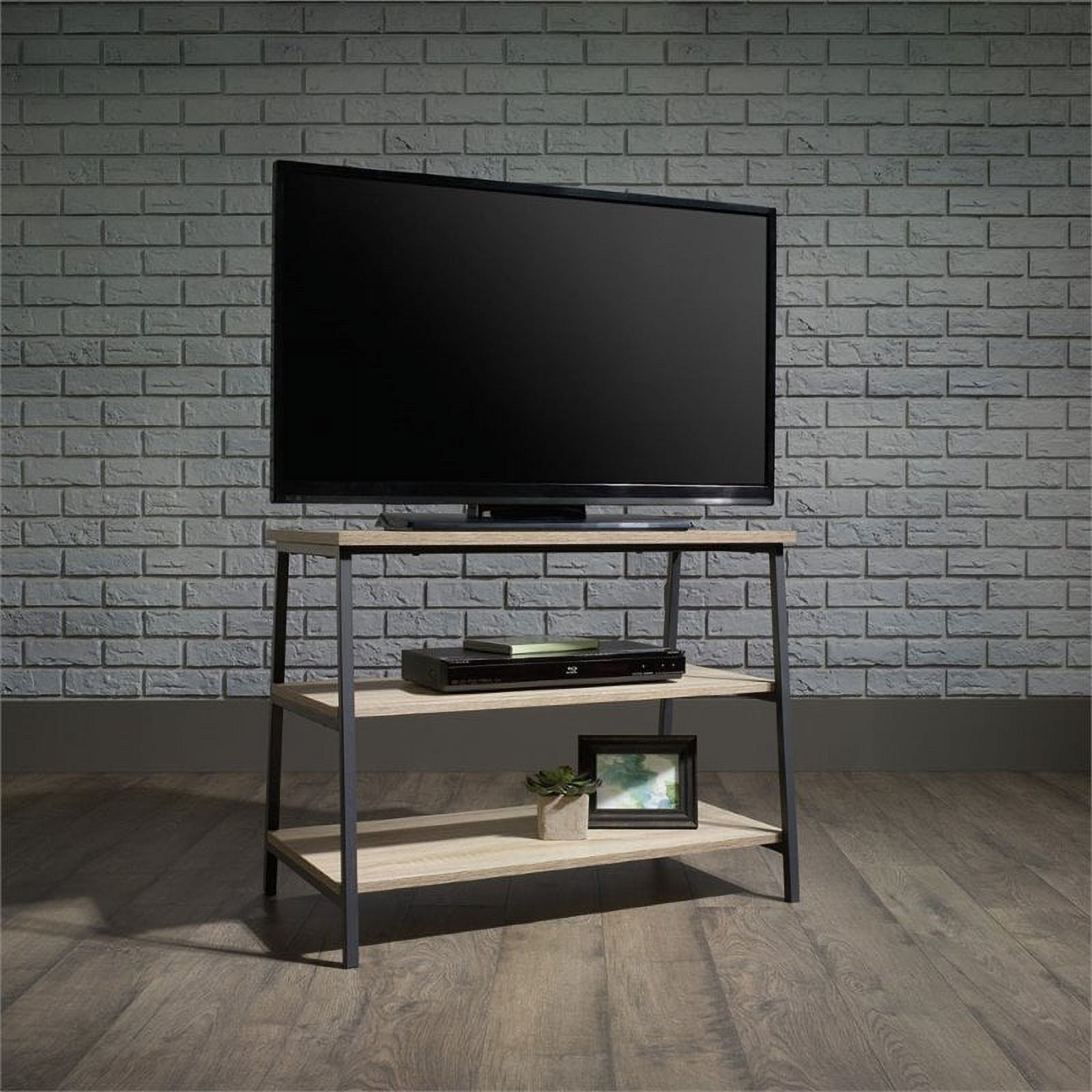 Home Square 4 Piece Living Room Set with Coffee Table and TV Stand with 2 Nightstand in Charter Oak and Dark Metal Accents - image 2 of 4