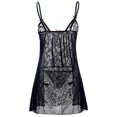 thumbnail image 4 of HaoXianJian Women's underwear Lace Mesh Babydolls Strap Nightgown Open Front Sleepwear Spaghetti V Neck Chemise Side Slit Nightie, 4 of 7