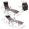 thumbnail image 3 of Outsunny Chaise Longue Inclinable Pliante Robuste pour l'Extérieur, Chaise Longue de Patio, Jardin, Plage, à Gravité avec Oreiller, 7 Positions de Dossier Réglables, Brun, 3 of 9