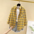 thumbnail image 5 of AKOEE Button Down Plaid Shirts for Women Lightweight Jacket Long Sleeve Collared Blouses Casual Spring Fall, Yellow M, 5 of 6
