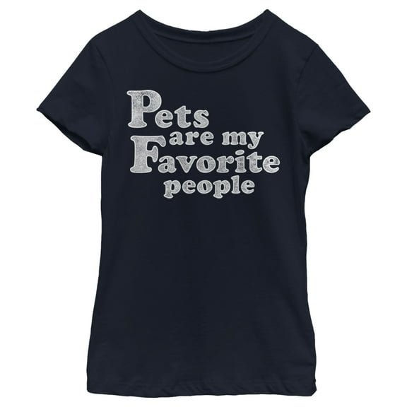 Girl's Lost Gods Pets Are My Favorite People  Graphic Tee Navy Blue X Large