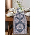 thumbnail image 4 of Orange Blue Boho Table Runner Cotton Linen 48 Inch Holiday Dresser Scarves, Ethnic Geometric Middle Century Art Tablerunner for Kitchen Coffee Dining Bedroom Living Room Dinner Scarf Décor 13''x48'', 4 of 9
