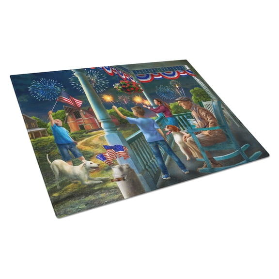 Carolines Treasures PTW2073LCB 4th of July at GrandpasGlass Cutting Board Large, 12H x 16W, multicolor