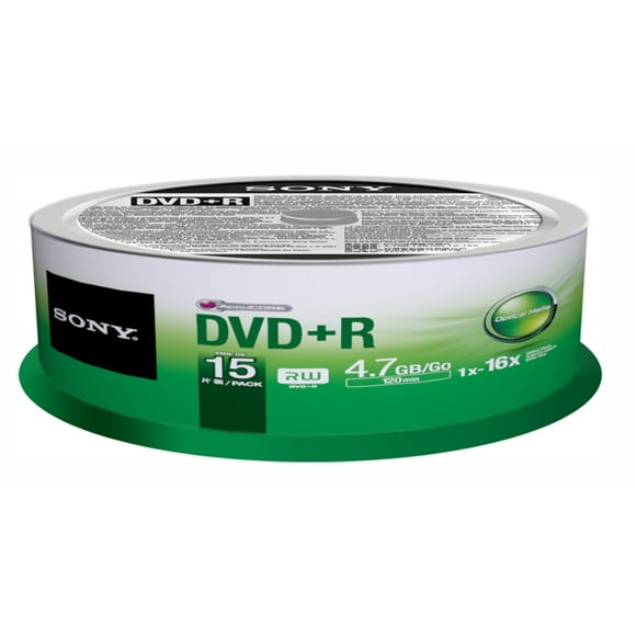 Husillo Sony DVD+R de 4,7 GB, 16 unidades, 15 unidades