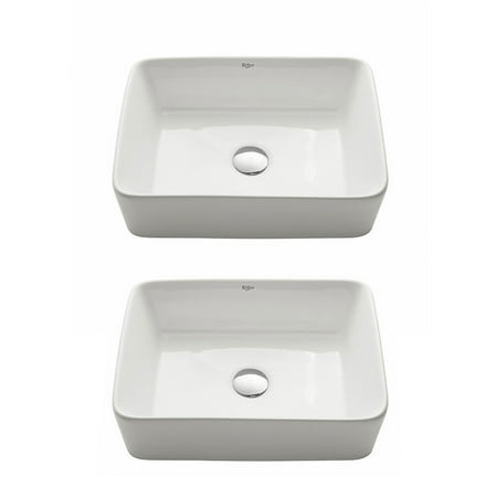 Kraus 18 75 Inch Rectangular Above Mount White Ceramic Bathroom Sink 2 Pack