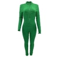 thumbnail image 5 of SMihono Bubble Texture Workout Jumpsuit for Women Zip Up Stand Collar Bodycon Romper Fashion Trendy One Piece Long Bodysuit Green 6, 5 of 6