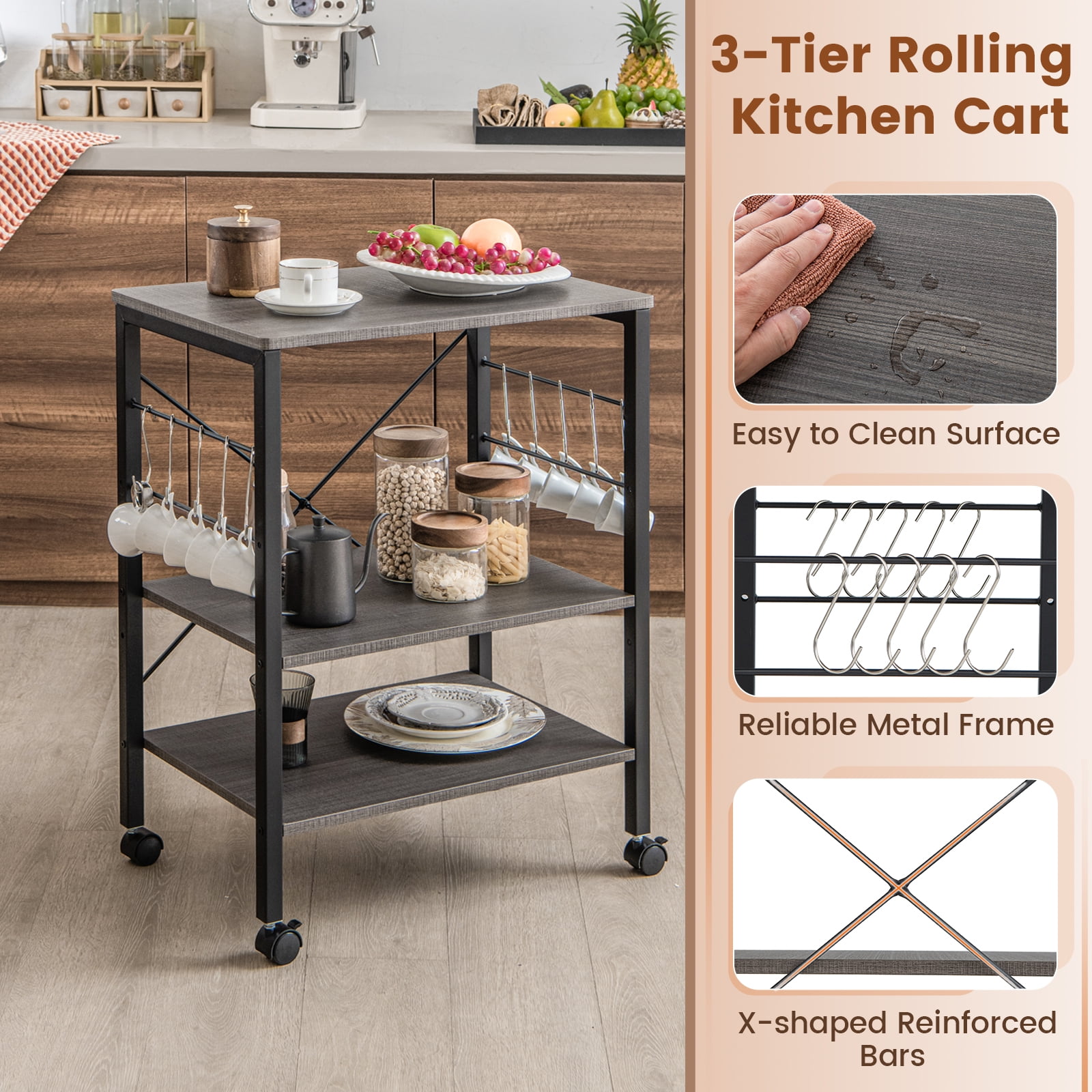 3R Tier Kitchen Cart Baker's Rack –