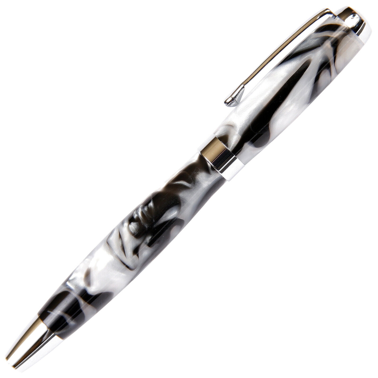 Tuscany Fountain Pen - Black & Pearl Marbleized Gloss Body  (Nib Medium Tip)