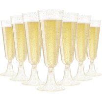 Champagne Flutes Plastic Champagne Glasses Disposable 100 Pack 5.5 Oz Gold Glasses Acrylic Wedding Toasting Cocktail Cups for 2025 Graduation Decorations Birthday Party Supplies