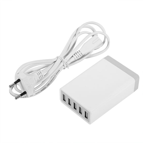 ZOUSSIQI 5 Port USB Charger Charging Station with Power Cable Multi Port Quick Charge White EL225#15920